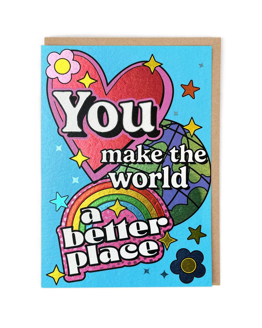 Hearts Rainbow World Blank Card