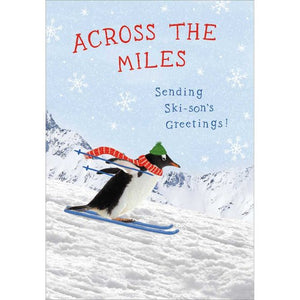 Penguin Skiing  Across The Miles Christmas Card