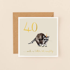 Racoon 40th Birthday Card