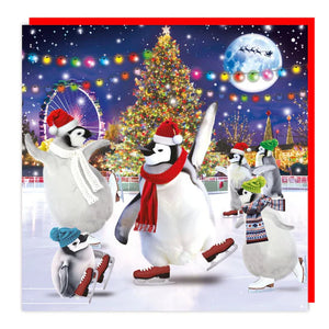 Penguin Skate Christmas Lenticular 3D Card