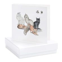 Load image into Gallery viewer, Strerling Silver Cat Shaped  Stud Earrings Card
