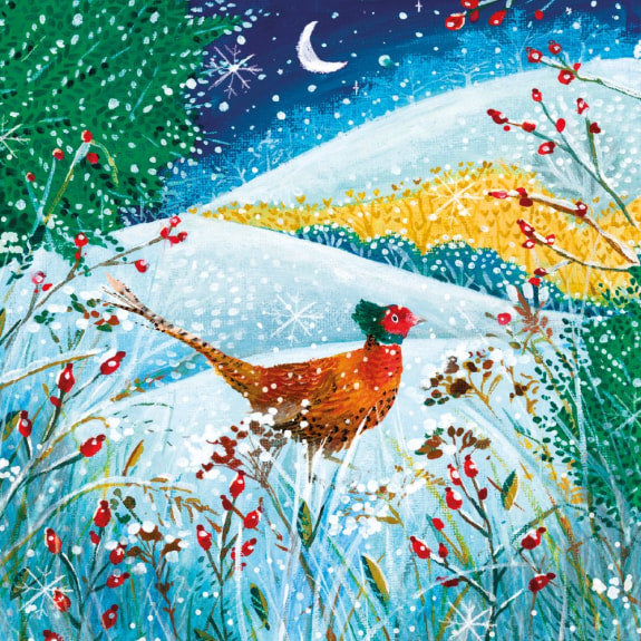 Moonlight Pheasant Pack Of 8 Christmas Cards