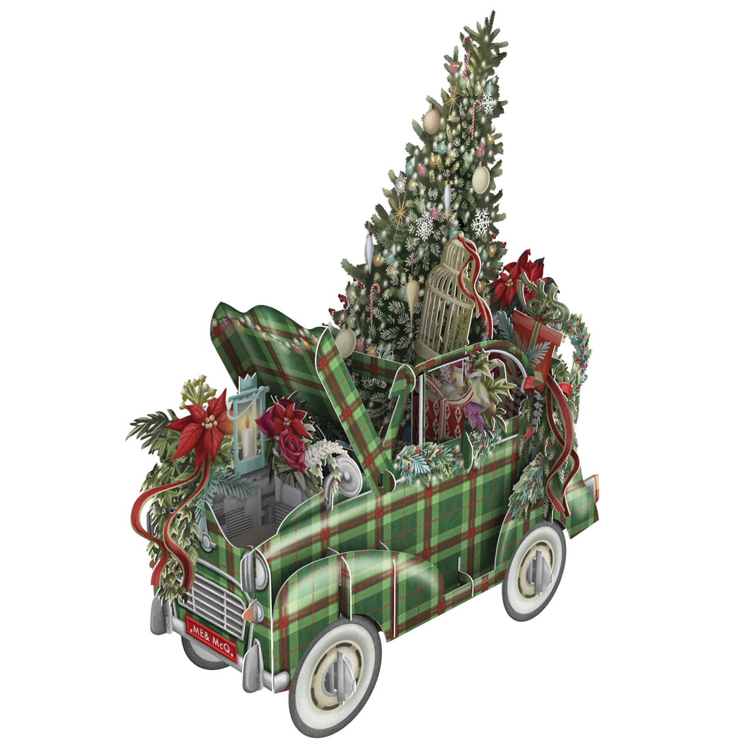 3D Tartan Car Stand Up & Stand Out Christmas Card