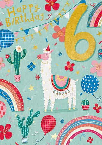 Llama 6th Birthday Card