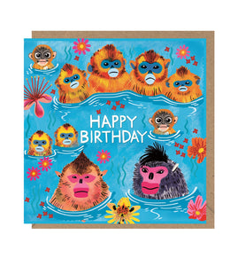 Swimming Monkeys  Birthday Card