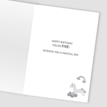 Load image into Gallery viewer, Unicorns 5th Birthday Card
