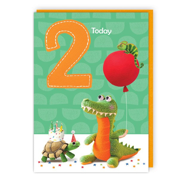 Dinosaur & Tortoise 2nd Birthday Card