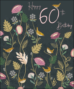 Leaves & Flowers 60th Birthday Card