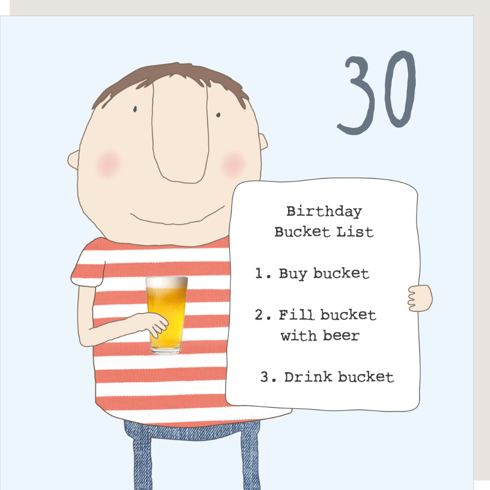 Birthday Bucket List. 30th Birthday Card By RosieMadeAThing