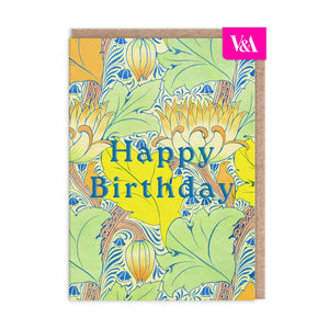 Neon Floral Arts & Crafts Blank Greeting Card