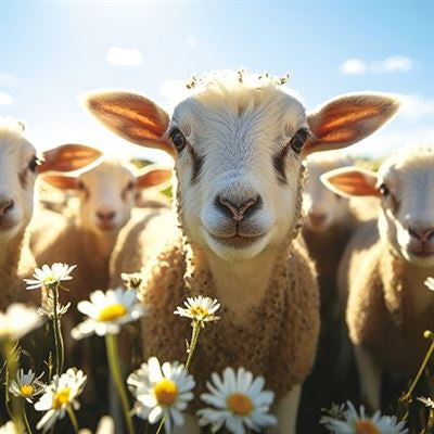 Sheep, Lambs & Daisies Blank Card