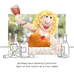 Wine  Fruit Salad Humour Birthday Card