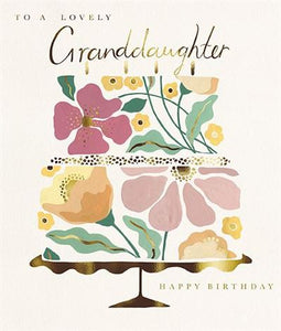 Floral Cake Granddaughter Birthday Card