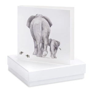 Boxed Sterling Silver Elephant Stud Earrings Card