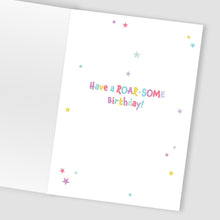 Load image into Gallery viewer, Dinosaur Birthday 6th Card With Number 6 Temporary Tattoo
