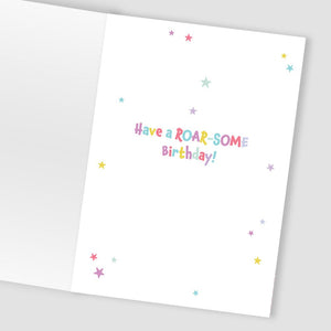 Dinosaur Birthday 6th Card With Number 6 Temporary Tattoo