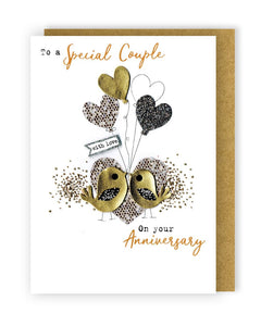 Your Anniversary Birds and Heart Balloons Card