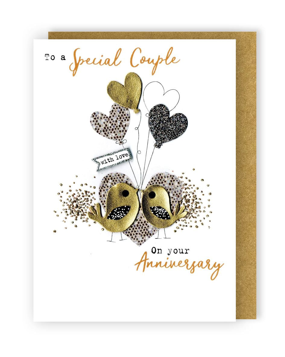 Your Anniversary Birds and Heart Balloons Card