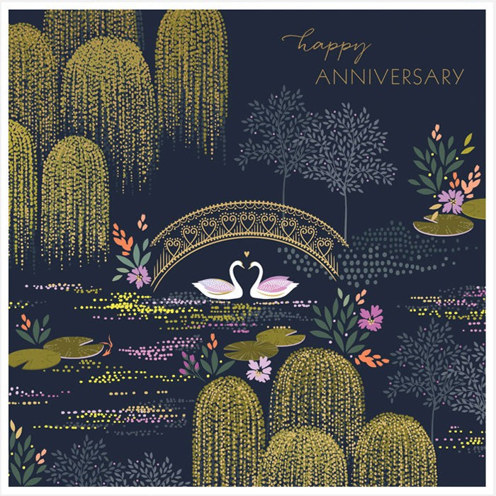 Swans Under The Bridge Anniversary Card