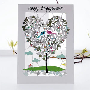 Happy Engagement Birds in Tree Laser Cut Card