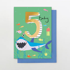 Shark 5th Birthday Card