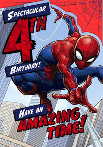 Marvel Spider-Man 4th Birthday Card