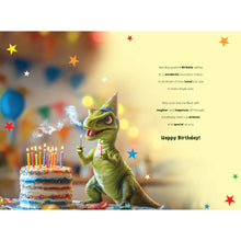 Load image into Gallery viewer, Grandson Dinosaur in Hat Birthday Card
