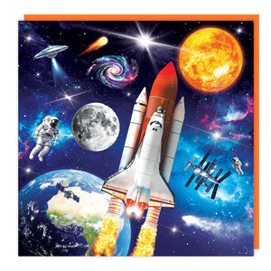 Spaceship, Satellite,  Rocket-man Blank Lenticular 3D Card