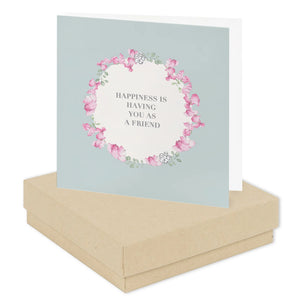 ‘Happiness Is Having You As A Friend’ Sterling Silver Flower Stud Earrings Card