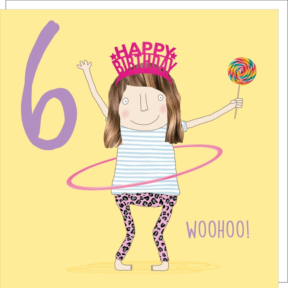 Hula Hoop  6th Birthday Card By RosieMadeAThing
