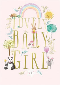 Pink Forrest Animals Baby Girl Card