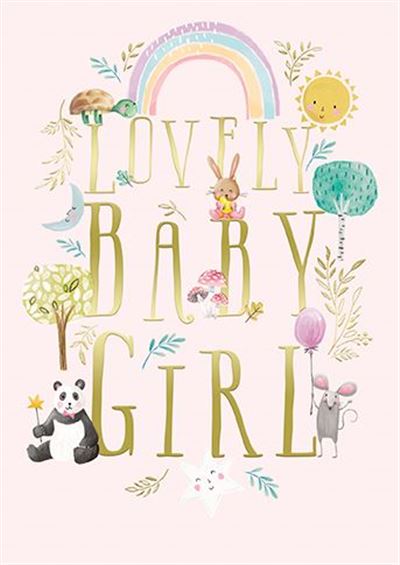 Pink Forrest Animals Baby Girl Card