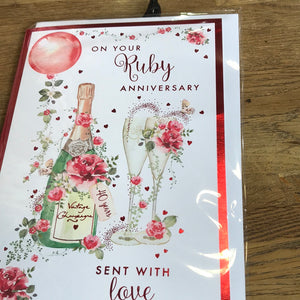 40th Ruby Wedding Anniversary Card