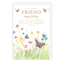 Load image into Gallery viewer, Friend Flowers and Butterflies Birthday Card
