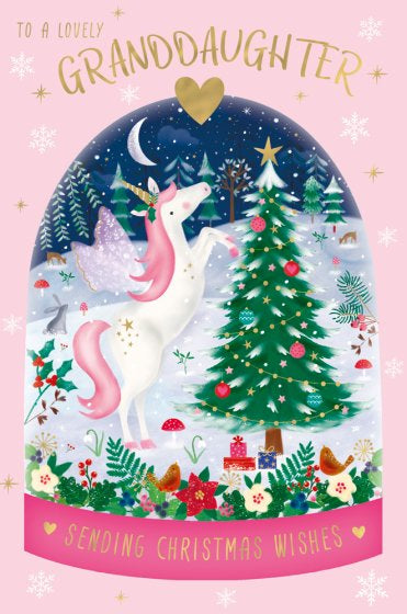 Unicorn Granddaughter Christmas Card