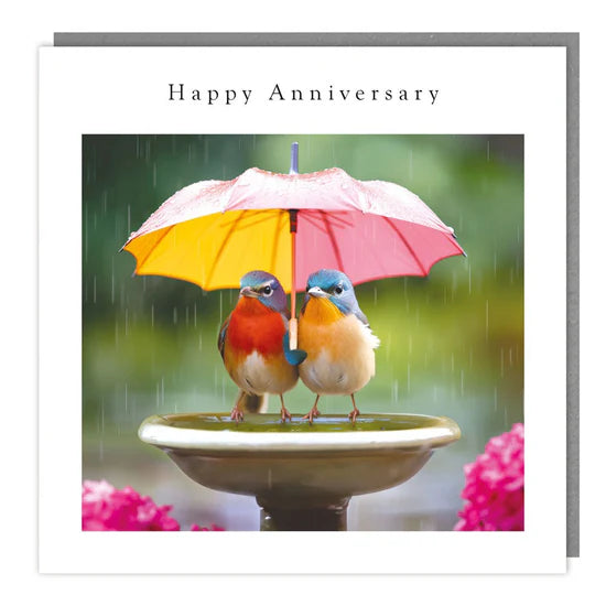 Birds under an Umbrella  Anniversary Card