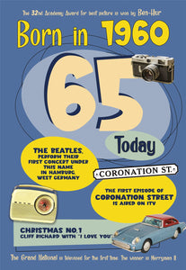 Born In 1960 - 65th Birthday Card