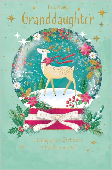 Snow Globe Granddaughter Christmas Card