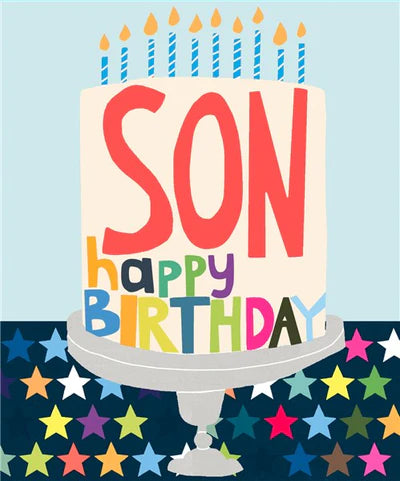 White Cake Son Birthday Card