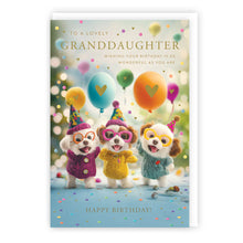 Load image into Gallery viewer, Granddaughter Puppies in Hats Birthday Card
