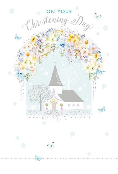 White Church Christening Day Card