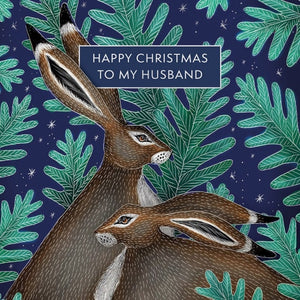 Husband Two Hares Christmas Card