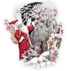 3D White Magic Stand Up & Stand Out Santa Christmas Card