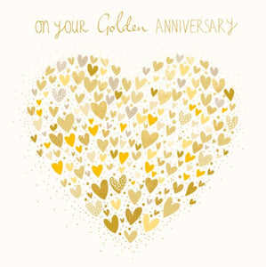 Golden Hearts 50th Wedding Anniversary Card