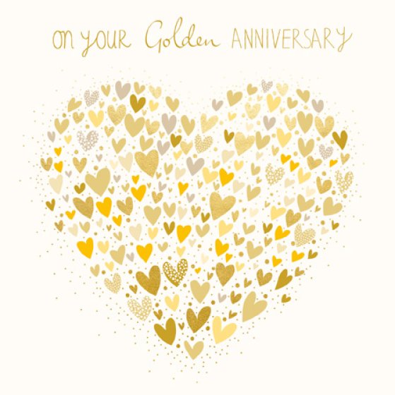 Golden Hearts 50th Wedding Anniversary Card
