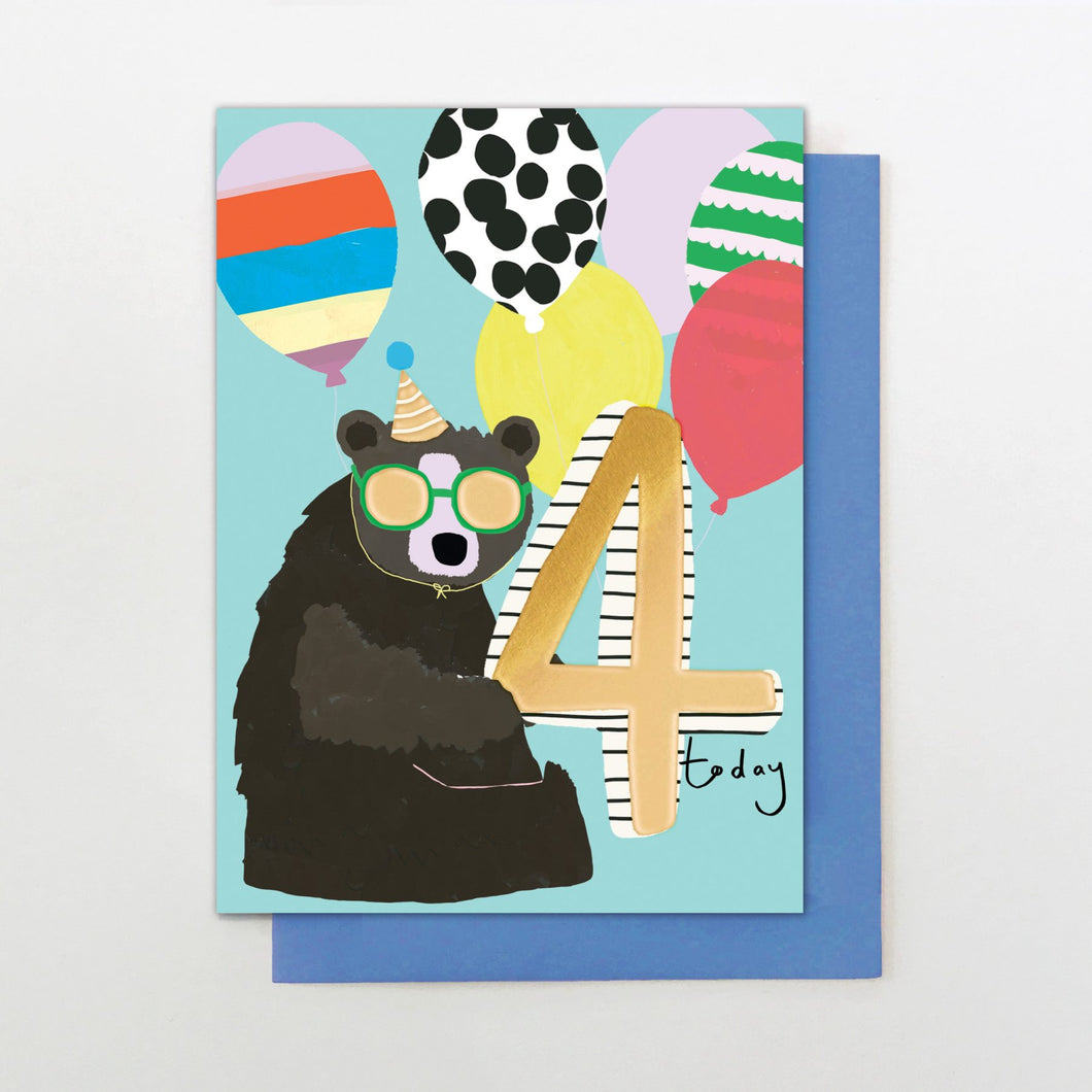 Bear 4th Birthday Card