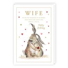 Load image into Gallery viewer, Wife Hares Cuddling Birthday Card
