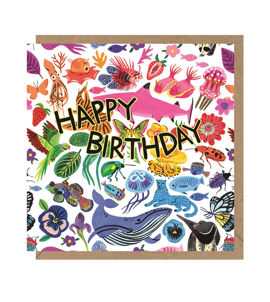 Rainbow Creatures Birthday Card