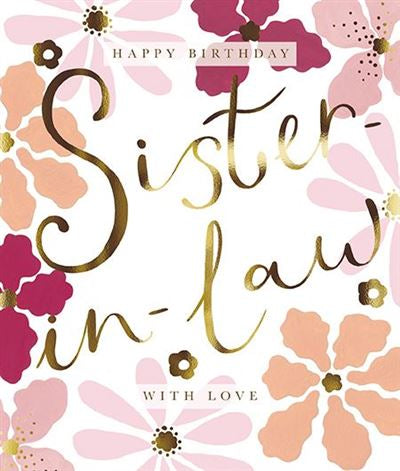 Peach & Pink Flower Border Sister-in-Law Birthday Card