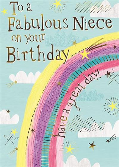 Fabulous Niece Rainbow Birthday Card